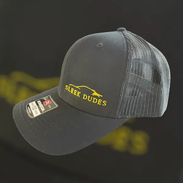 Sleek Dudes Embroidered Snapback Trucker Cap - Black/Black