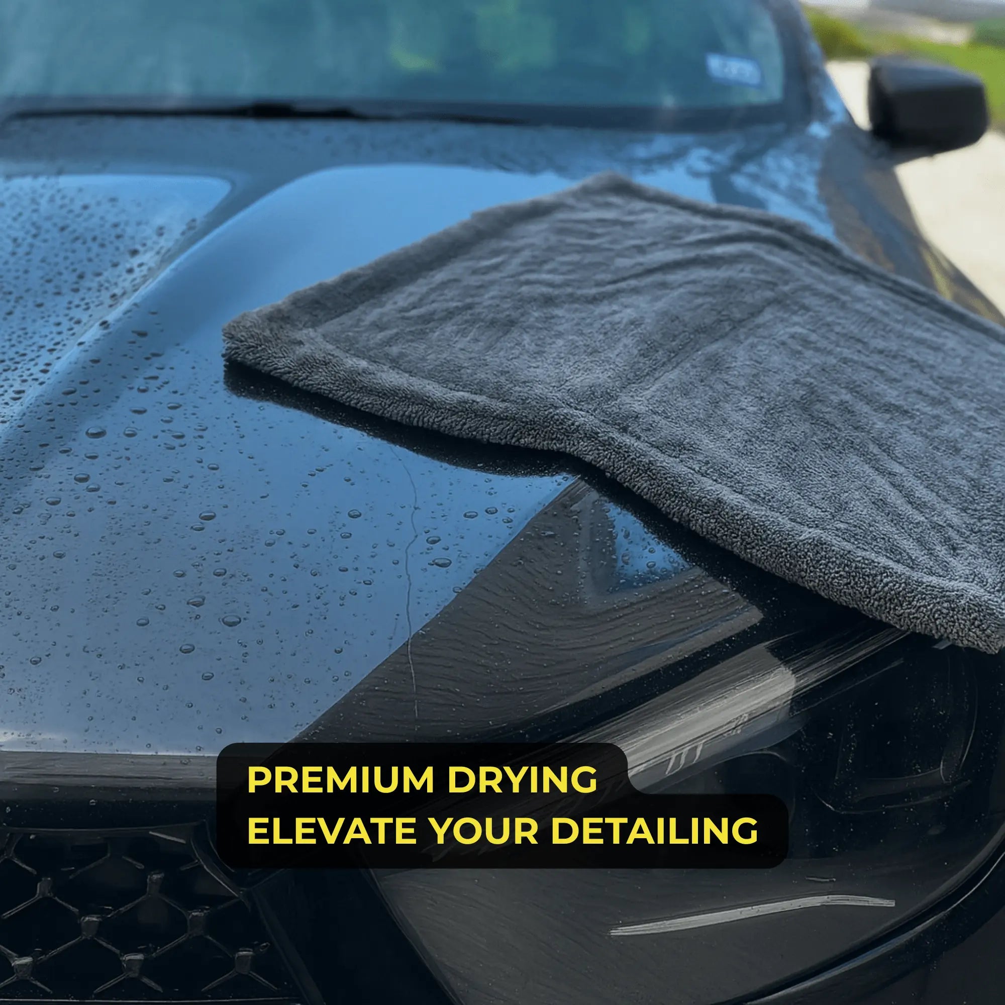 Sleek Max Dry 2K premium 2000GSM towel drying a vehicle.