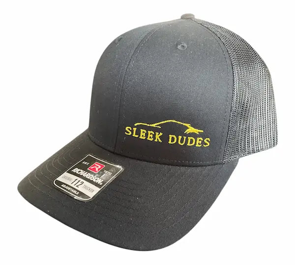 Sleek Dudes Embroidered Snapback Trucker Cap - Black/Black 