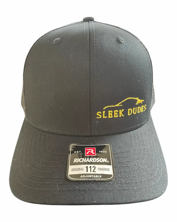 Sleek Dudes Embroidered Snapback Trucker Cap - Black/Black 