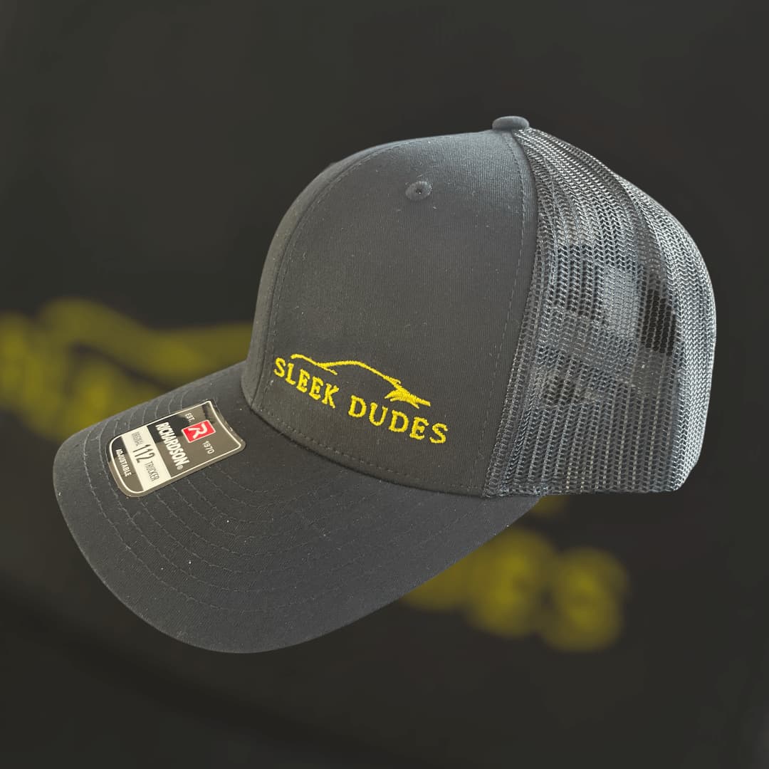 Sleek Dudes Embroidered Snapback Trucker Cap - Black/Black 