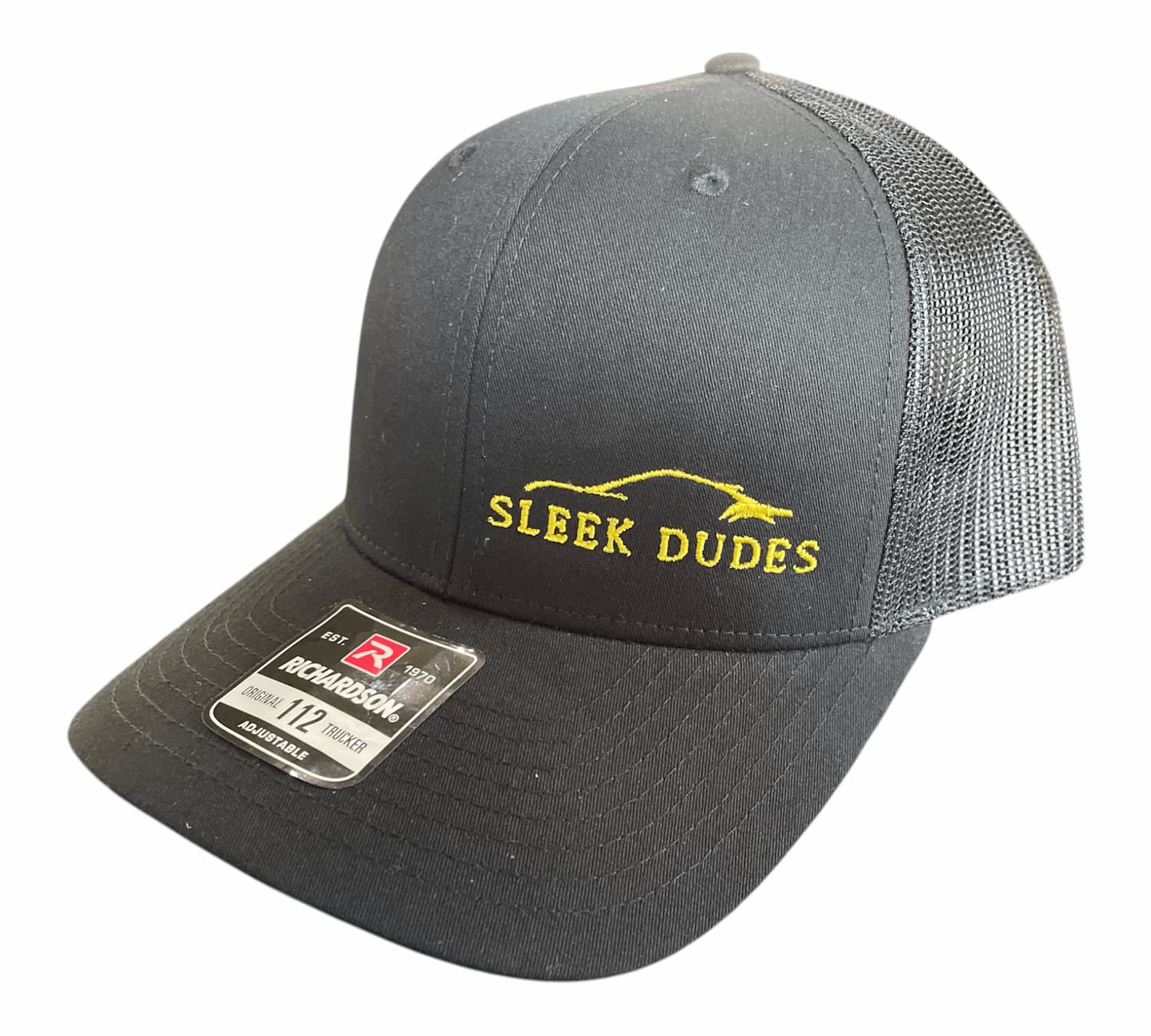 Sleek Dudes Embroidered Snapback Trucker Cap - Black/Black 