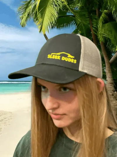Girl wearing Sleek Dudes cap